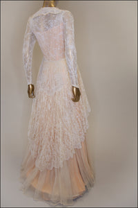 Vintage 1940s Fine Lace Wedding Dress