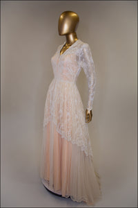 Vintage 1940s Fine Lace Wedding Dress