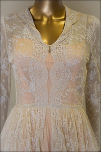 Vintage 1940s Fine Lace Wedding Dress
