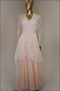 Vintage 1940s Fine Lace Wedding Dress