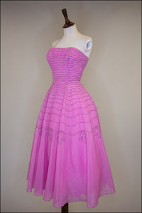 Vintage 1950s Pink Stripe Midi Dress