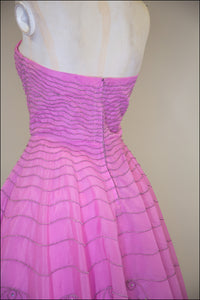 Vintage 1950s Pink Stripe Midi Dress