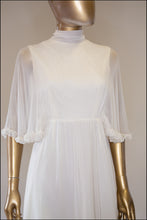 Vintage 1970s Ivory Chiffon Maxi Dress