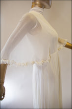 Vintage 1970s Ivory Chiffon Maxi Dress