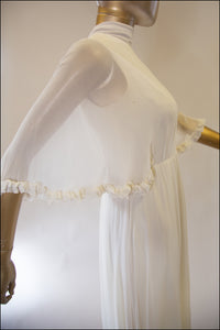 Vintage 1970s Ivory Chiffon Maxi Dress