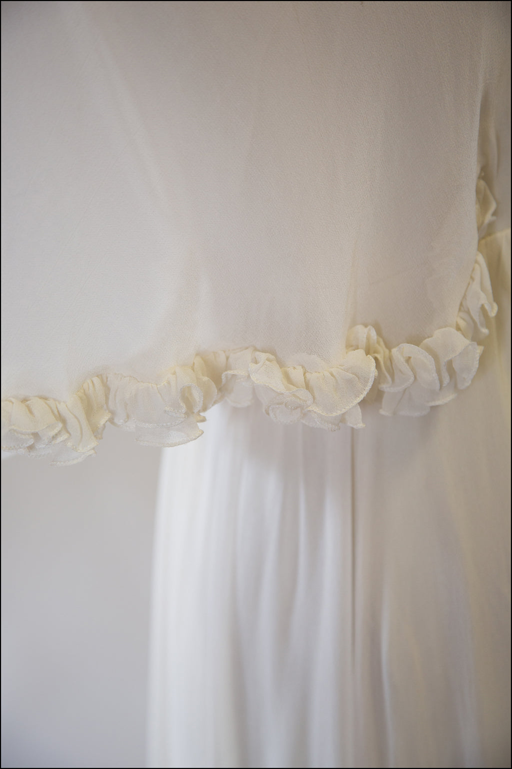 Vintage 1970s Ivory Chiffon Maxi Dress