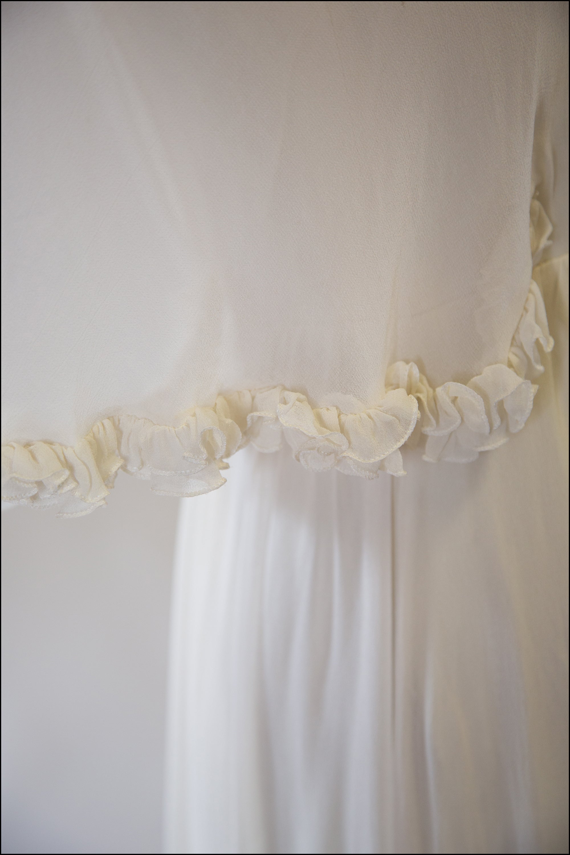 Vintage 1970s Ivory Chiffon Maxi Dress