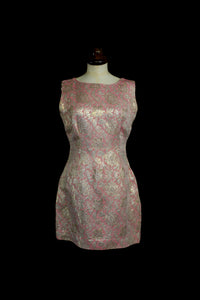 Vintage 1960s Pink Brocade Mini Dress