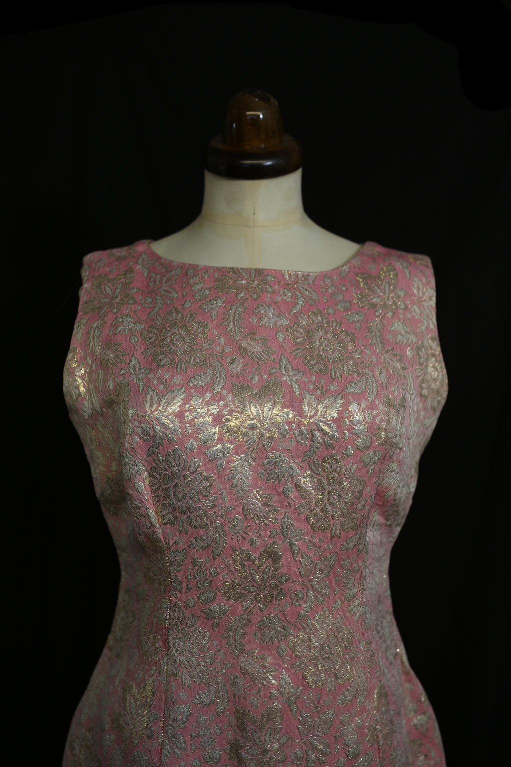Vintage 1960s Pink Brocade Mini Dress