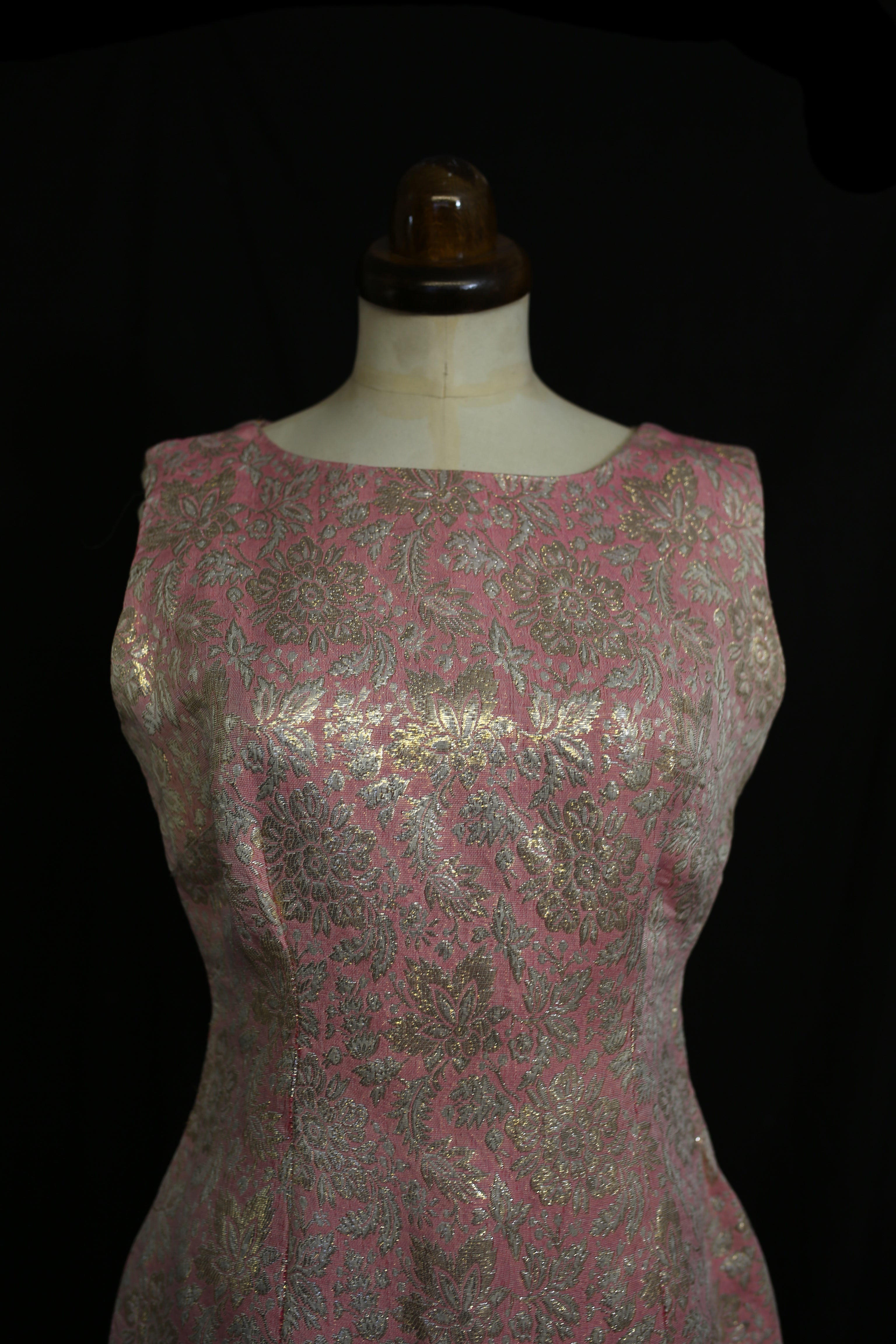 Vintage 1960s Pink Brocade Mini Dress