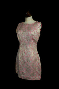 Vintage 1960s Pink Brocade Mini Dress