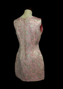 Vintage 1960s Pink Brocade Mini Dress