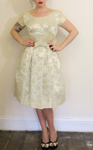 Original Vintage 1950s Oyster Brocade Short Wedding Dress