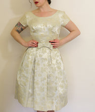 Original Vintage 1950s Oyster Brocade Short Wedding Dress