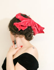 RESERVED Vintage 1950s Pink Velvet Bow Hat
