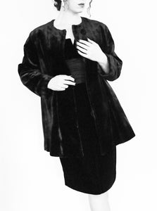 Vintage 1920s Heavy Black Velvet Coat
