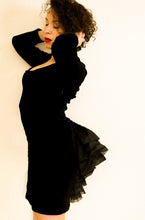 Vintage 1980s Black Velvet Bustle Dress
