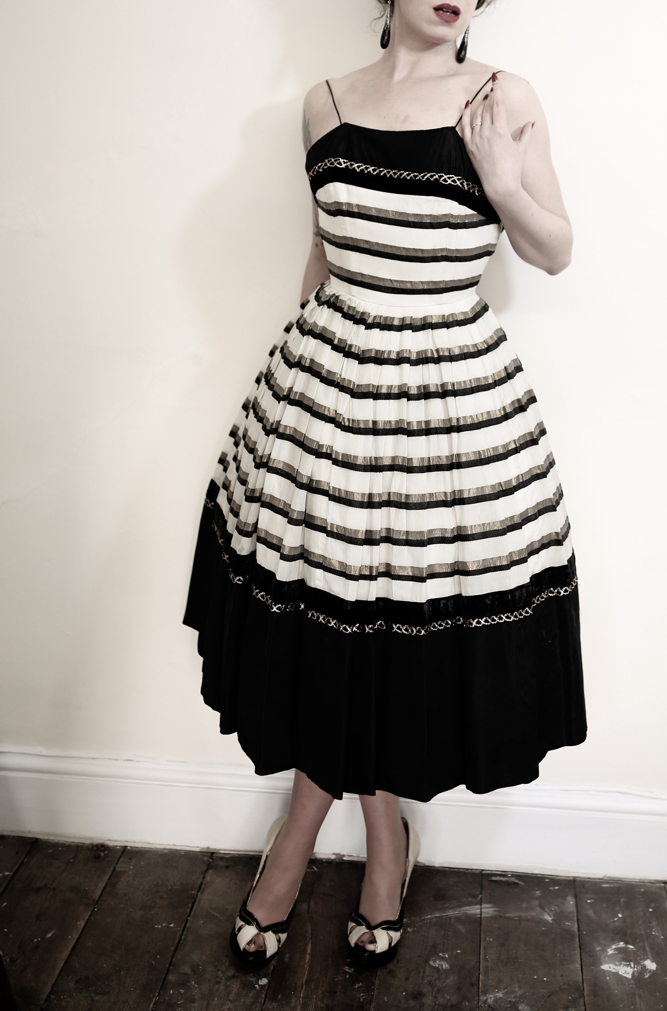 Vintage 1950s Stripe Cocktail Dress
