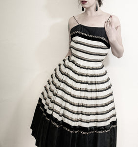 Vintage 1950s Stripe Cocktail Dress