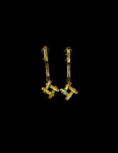 Vintage 1960s Gold Yellow Crystal Abstract Drop Earrings