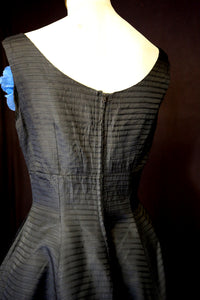 Vintage 1950s Black Stripe Taffeta Dress