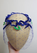 Vintage 1950s Blue Velvet Veil Hat