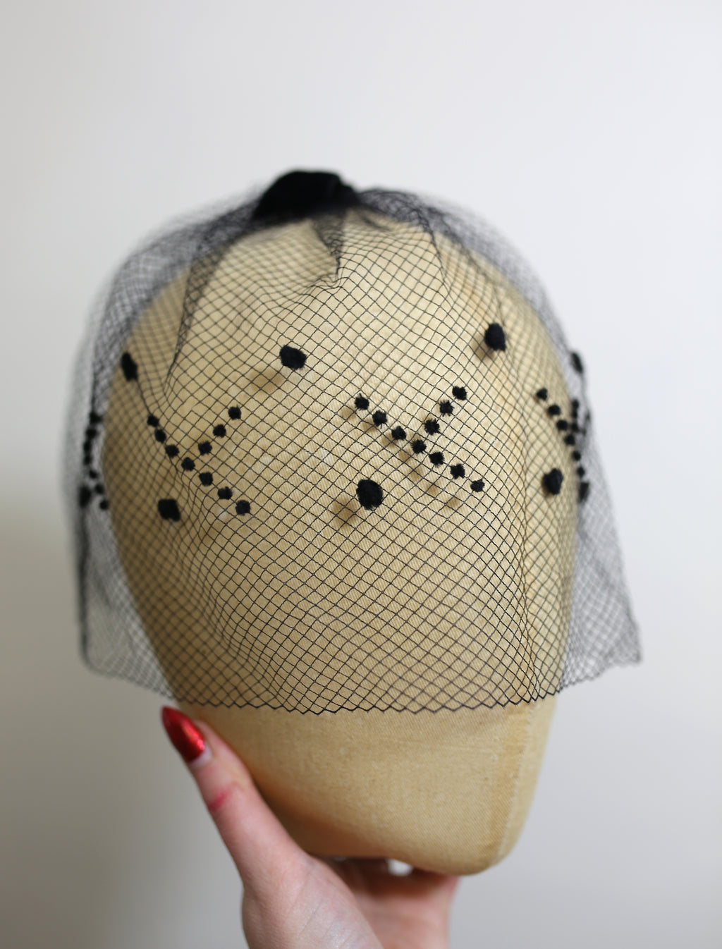 Vintage 1950s Black Dotty Veil