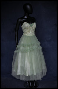 Vintage 1950s Green Tulle Dress