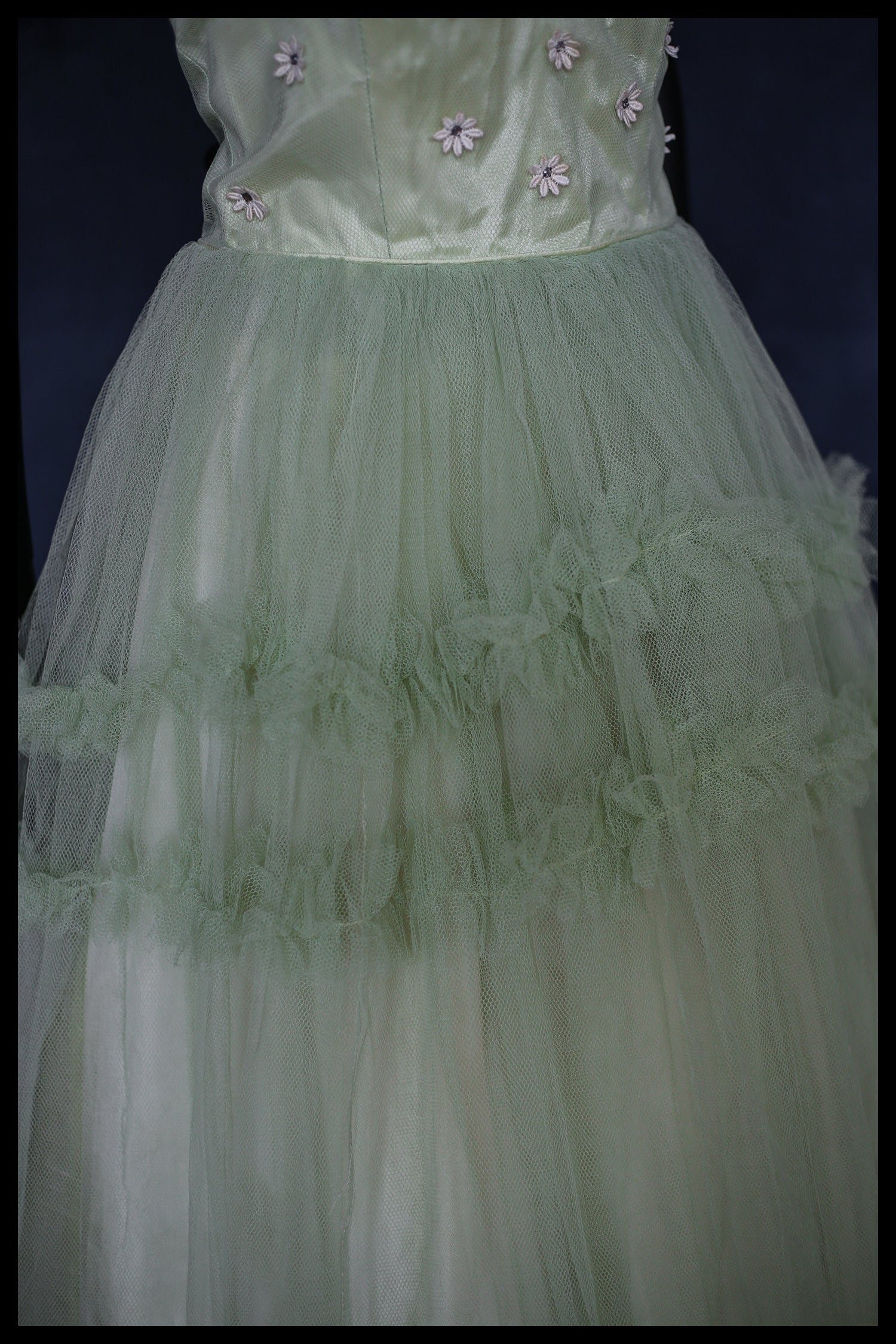 Vintage 1950s Green Tulle Dress