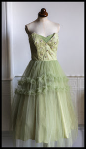 Vintage 1950s Green Tulle Dress