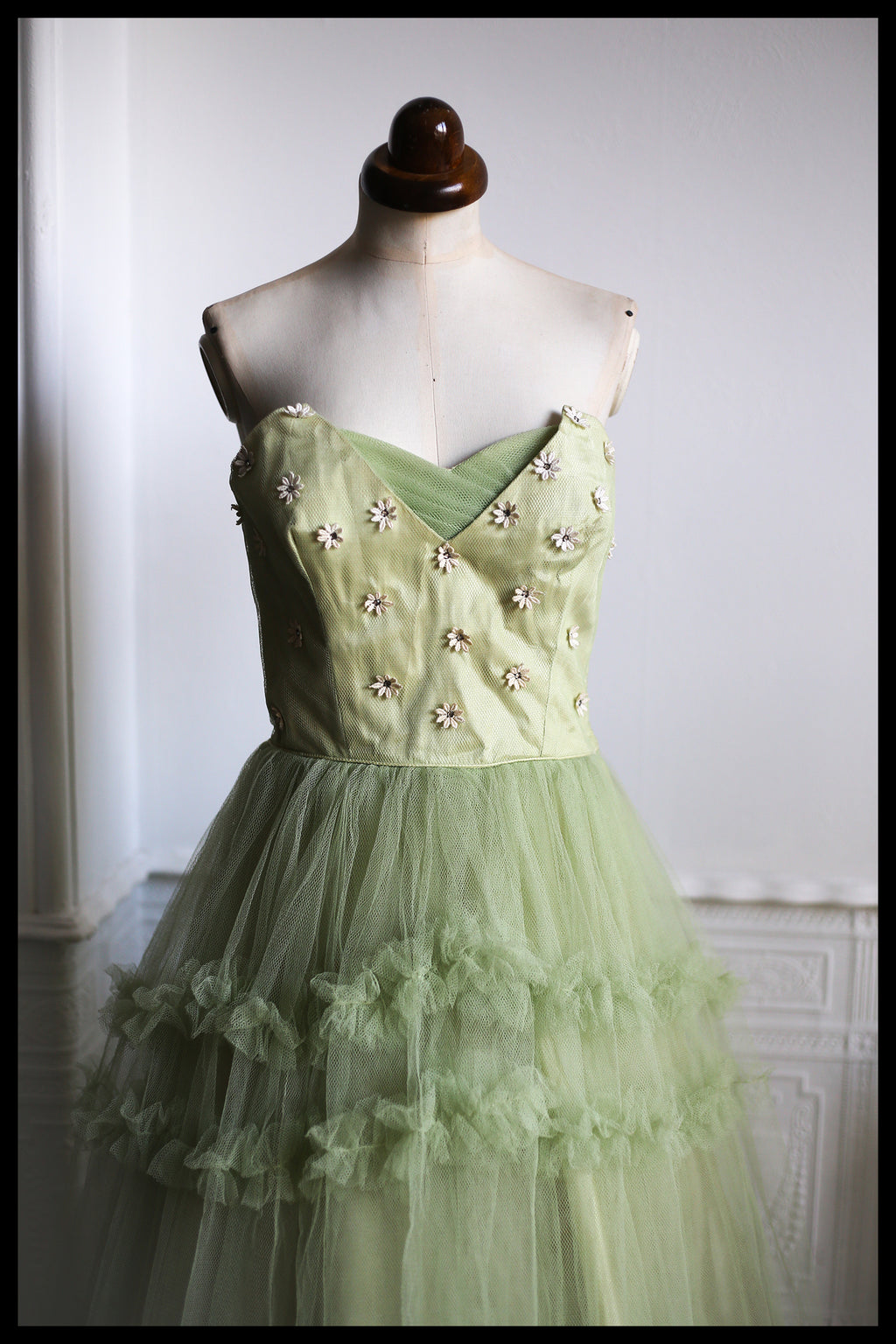 Vintage 1950s Green Tulle Dress