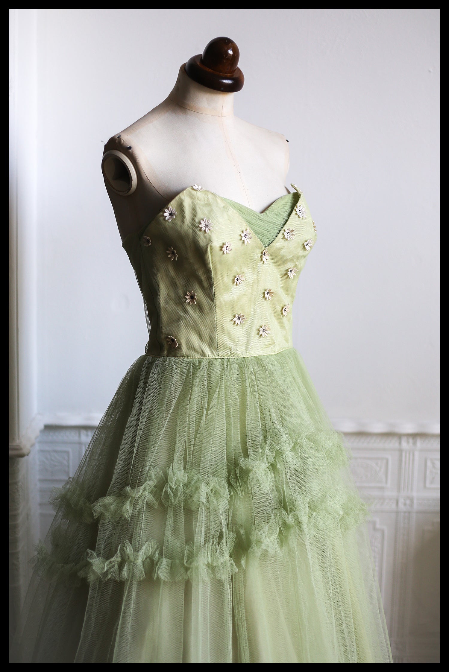 Vintage 1950s Green Tulle Dress