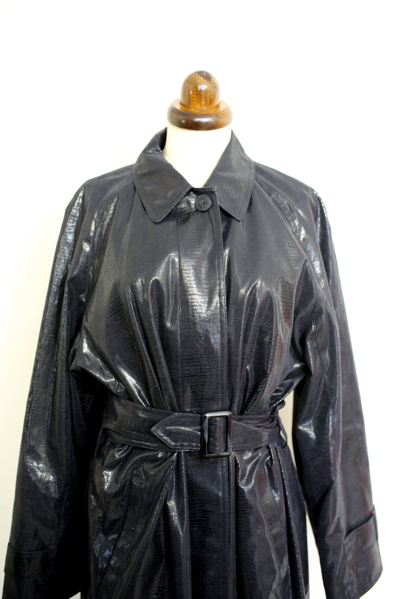 Vintage 1980s Shiny Black Snakeskin Mac