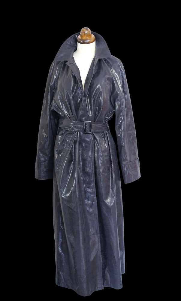 Vintage 1980s Shiny Black Snakeskin Mac