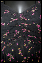 Vintage 1940s Black Printed Tulle Maxi Dress