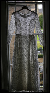 Vintage 1950s Ivory Lace Long Sleeve Gown
