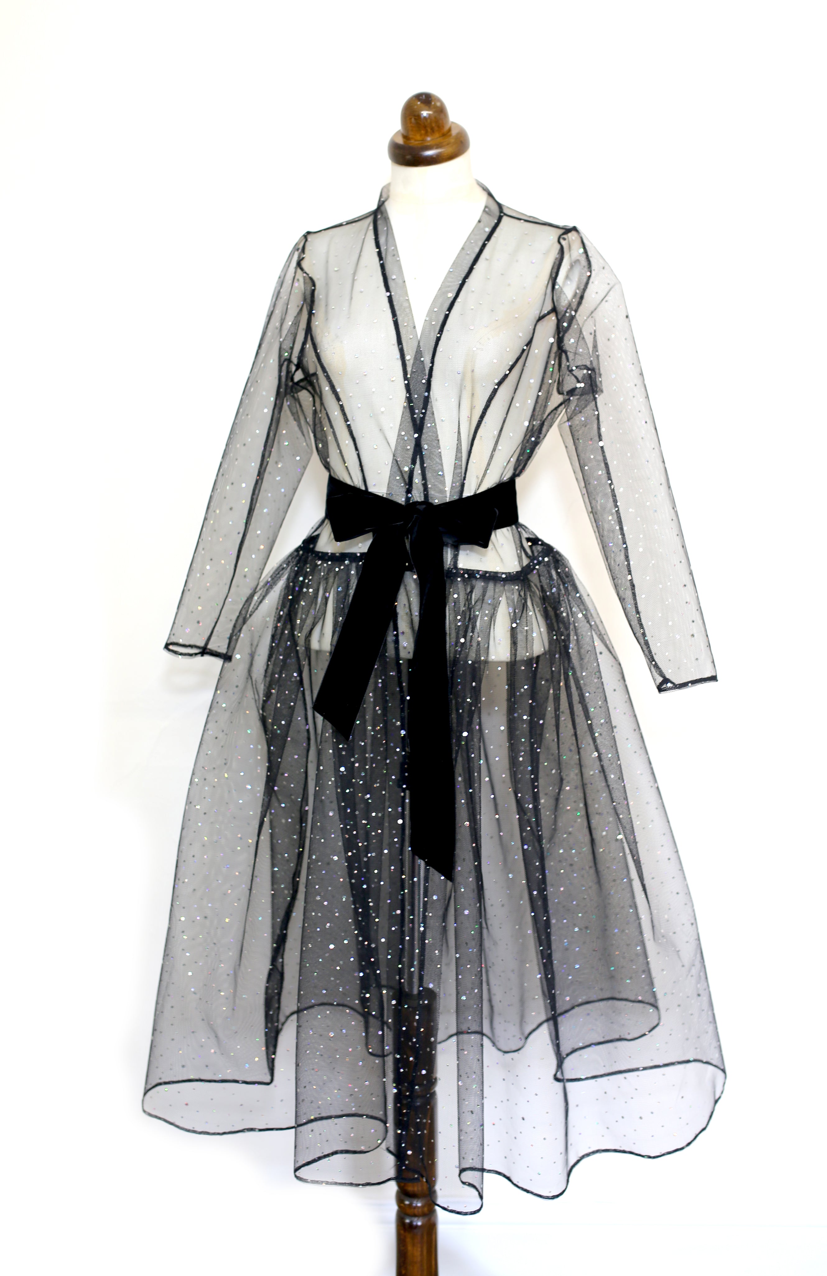 Black Disco Tulle Dress Coat