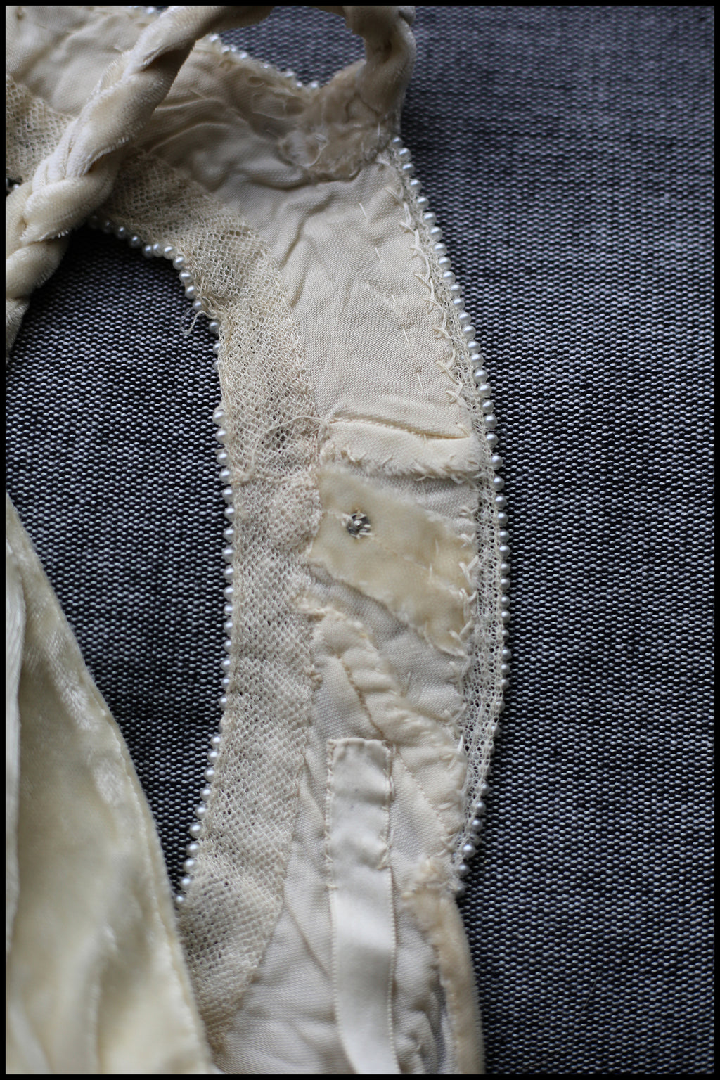 Vintage 1930s Silk Velvet Beaded Bow Top