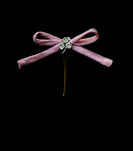 Pink Silk Bow Hair Pin