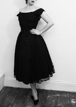 Vintage 1950s Black Lace Cocktail Dress