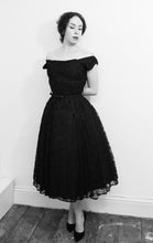 Vintage 1950s Black Lace Cocktail Dress