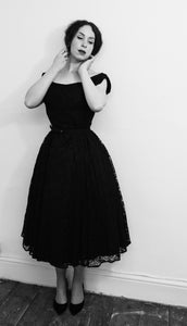 Vintage 1950s Black Lace Cocktail Dress