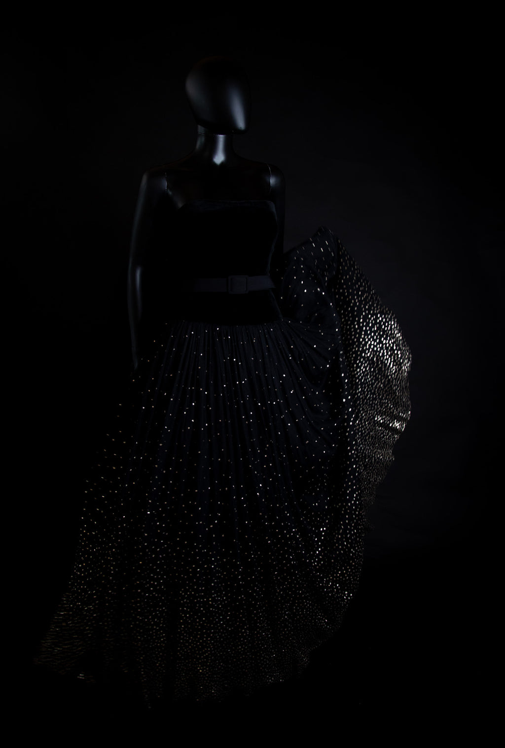 Vintage 1950s Velvet Tulle Glitter Ballgown Dress