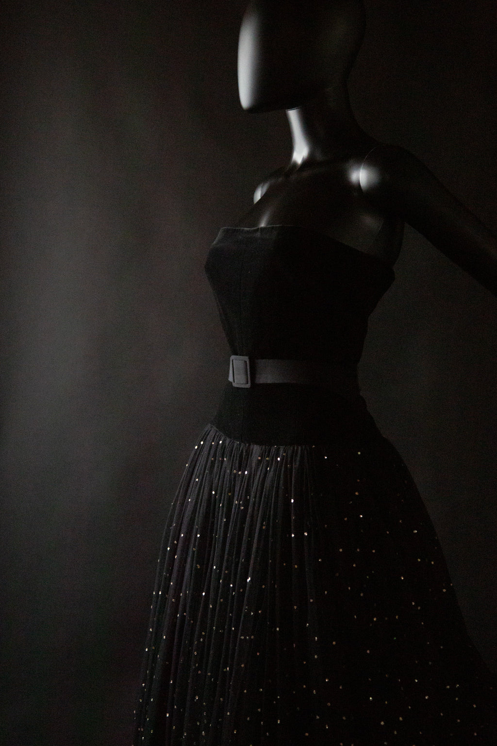 Vintage 1950s Velvet Tulle Glitter Ballgown Dress