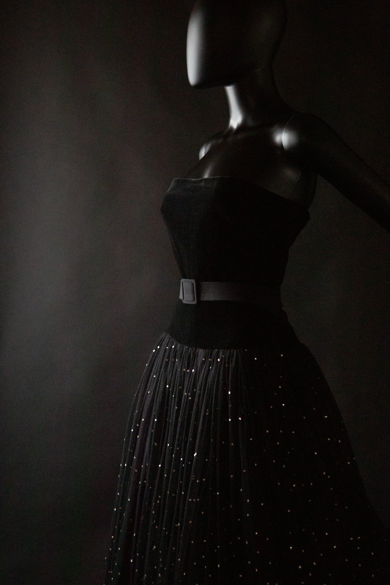 Vintage 1950s Velvet Tulle Glitter Ballgown Dress