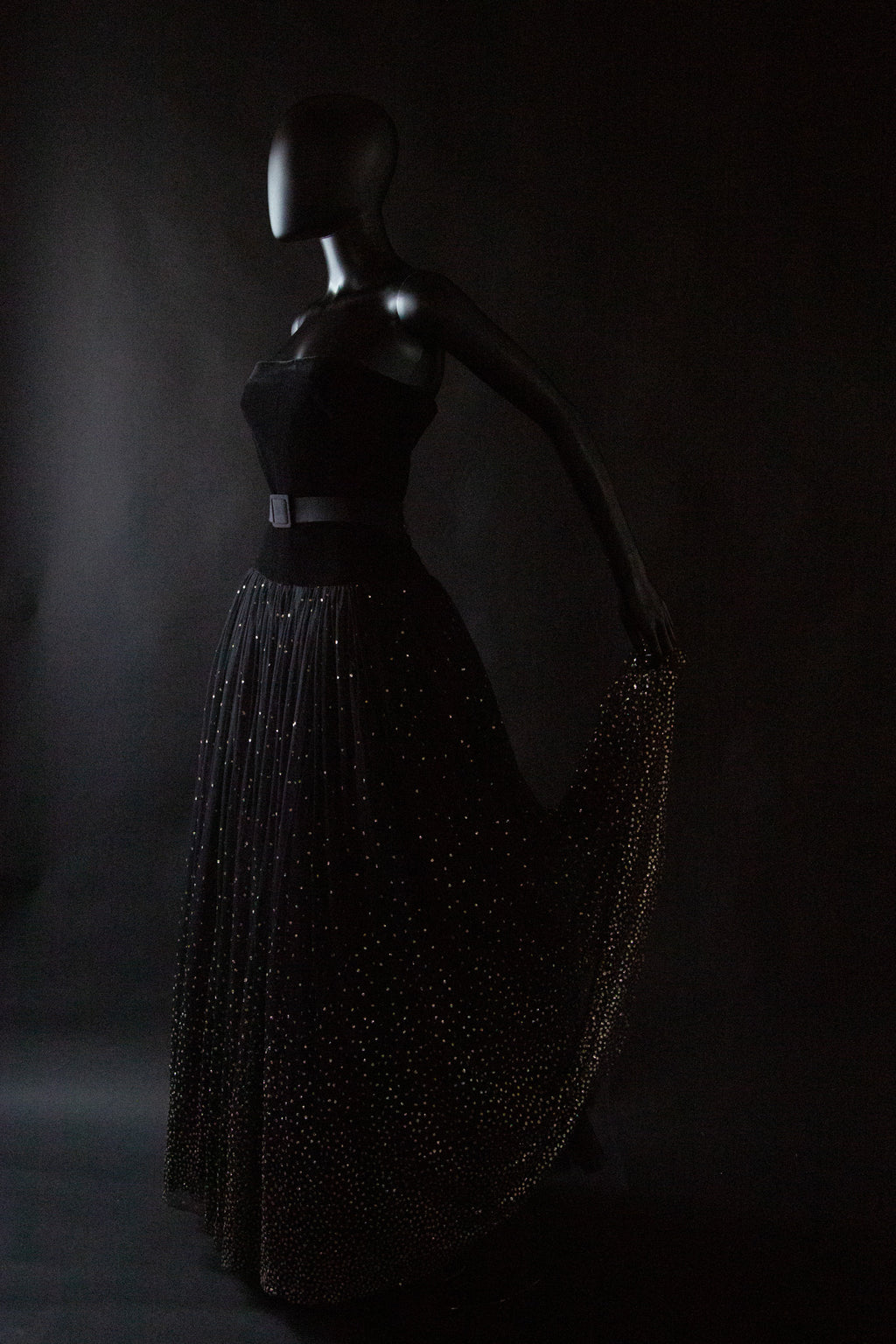 Vintage 1950s Velvet Tulle Glitter Ballgown Dress