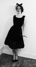 Vintage 1950s Black Velvet Bubble Cocktail Dress