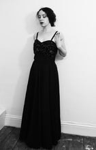 Vintage 1950s Black Grosgrain Ballgown Dress