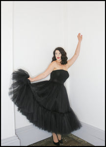 Ballerina - Black Tulle Tiered Midi Dress