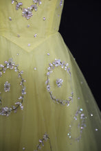Vintage 1950s Yellow Sequin Tulle Cocktail Dress